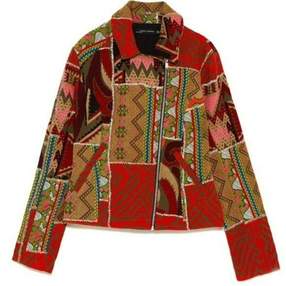 Zara Patchwork Embroidered Moto Jacket - image 4